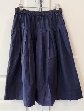 Alex Mill Navy Full Pleated Cotton Skirt
